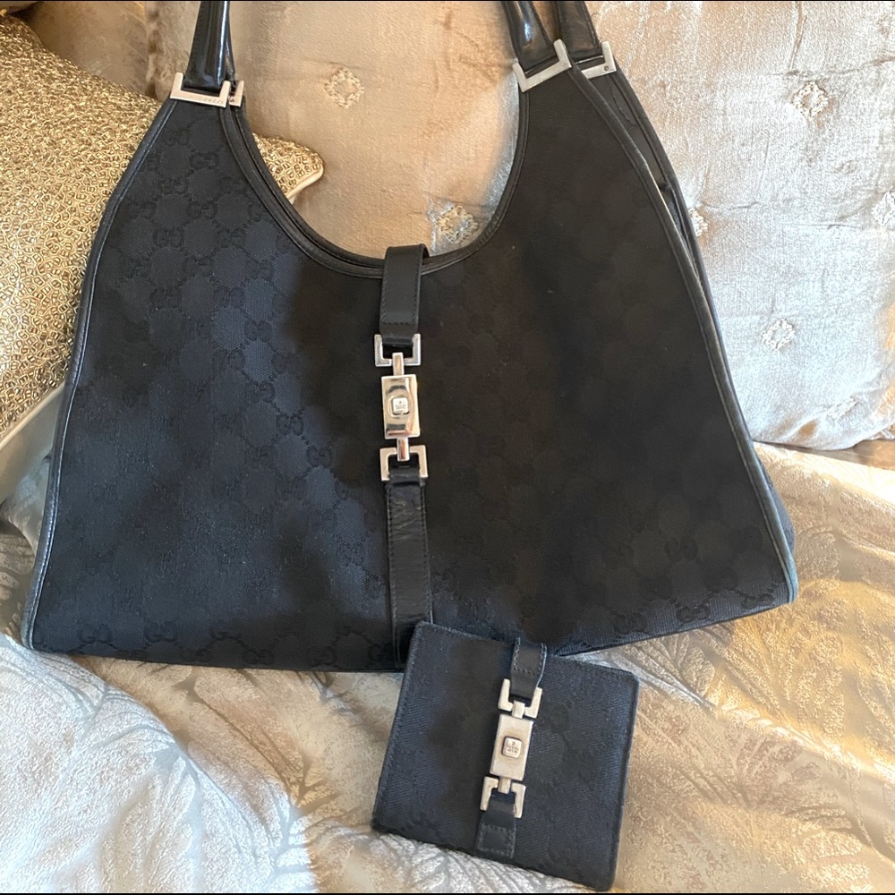 Gucci Black shoulder bag w/ matching wallet